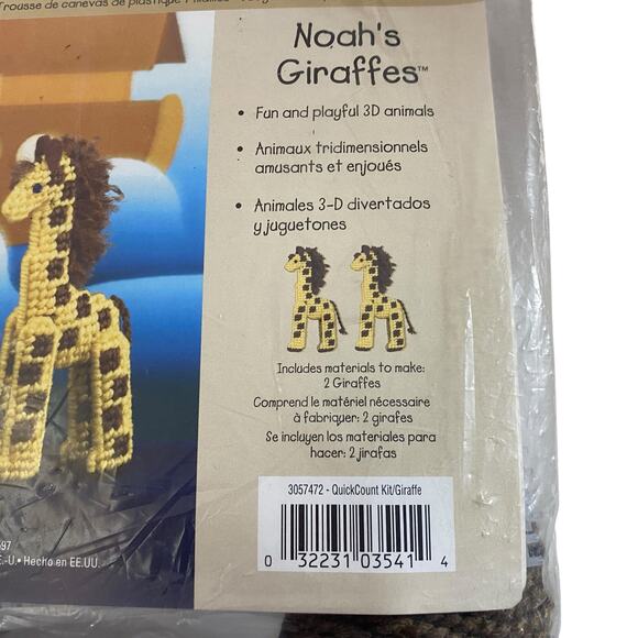 Noah's Arc Giraffes Quick Count Plastic Canvas Needlepoint Kit Zoo Animal SEALED - Picture 6 of 8